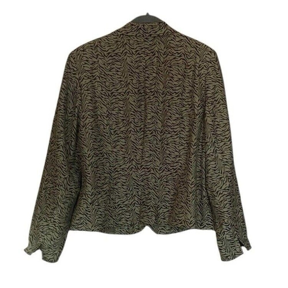 RQT Zebra Print Blazer Womens Size 16 Green Lined Long Sleeve Suit Jacket Office - Picture 2 of 8